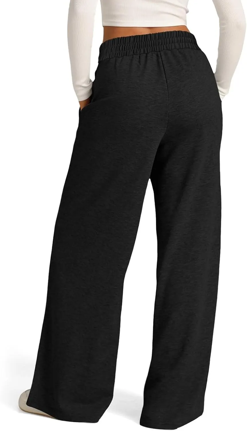 Wide Leg Sweatpants Women Drawstring High Waisted Joggers Casual Y2k Trouser Sweat Palazzo Pants with Pockets