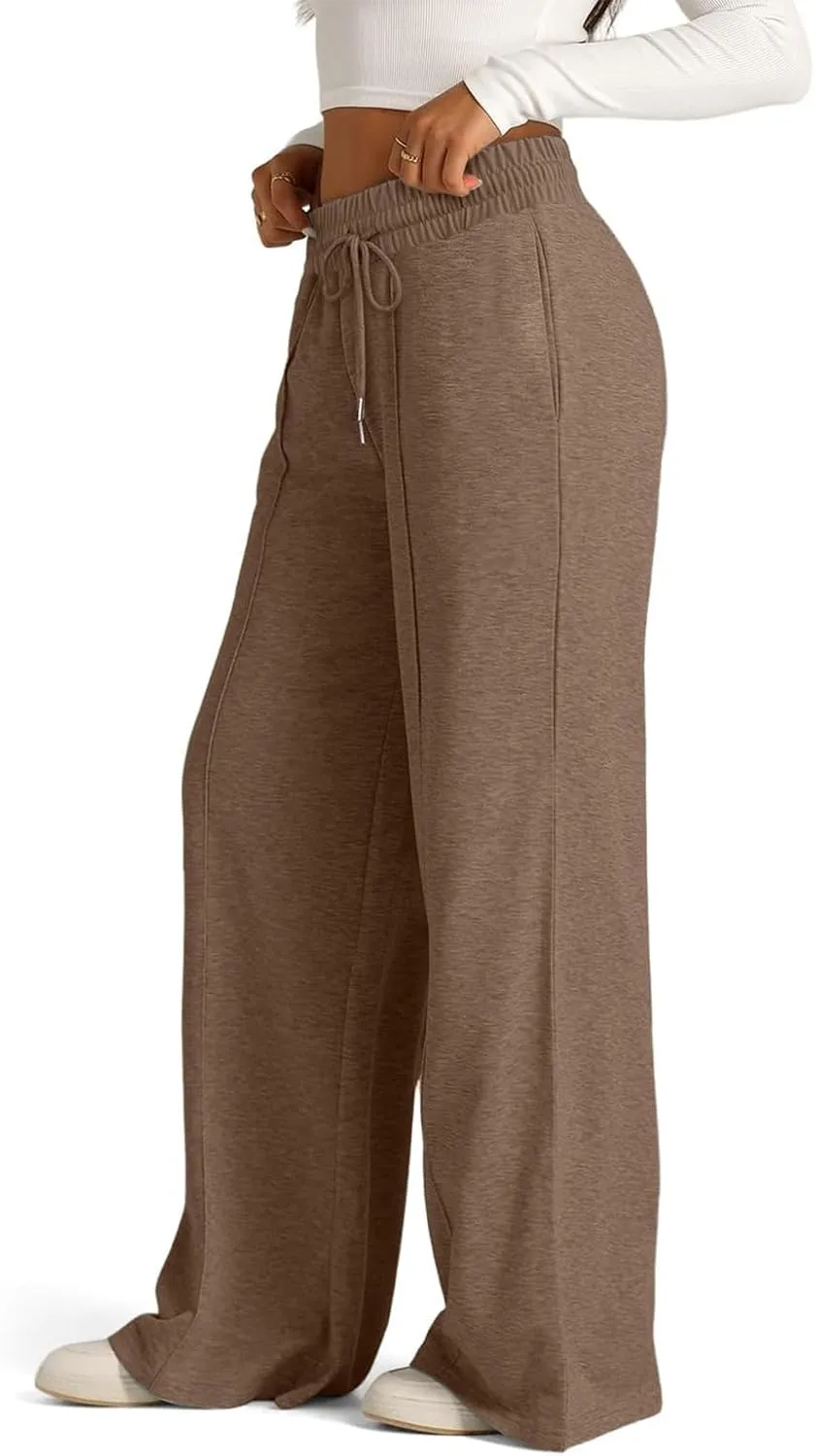 Wide Leg Sweatpants Women Drawstring High Waisted Joggers Casual Y2k Trouser Sweat Palazzo Pants with Pockets