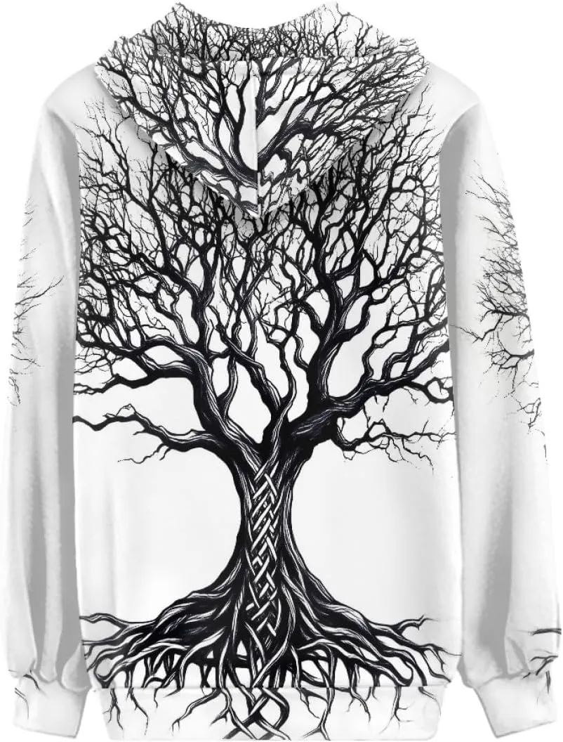 Women 3D Digital Print Viking Life Tree Zip Up Hoodie Hoodies Pullover Sweatshirt