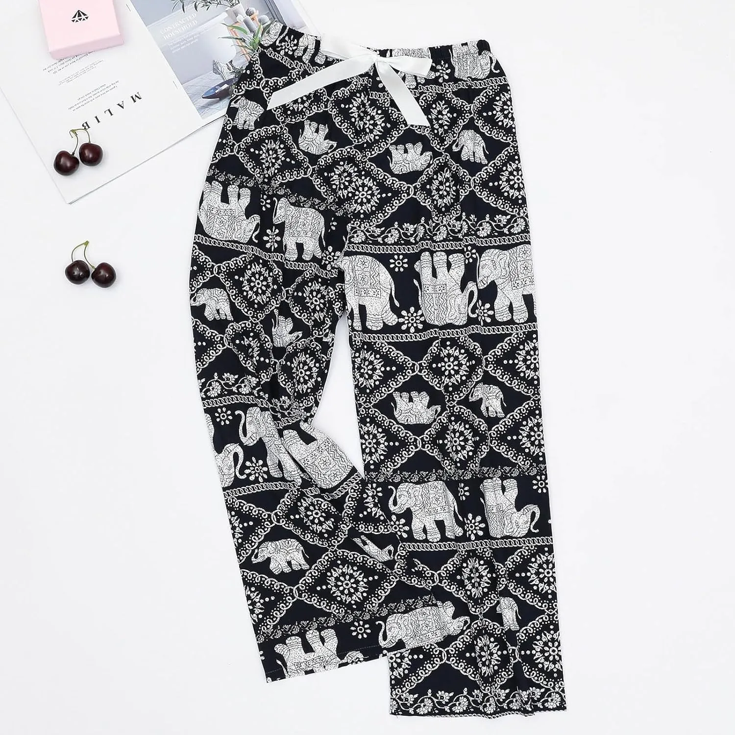 Women Casual High Waist Wide Leg Pants Summer Floral Print Boho Long Palazzo Pants Loose fit Comfy Lounge Beach Trousers
