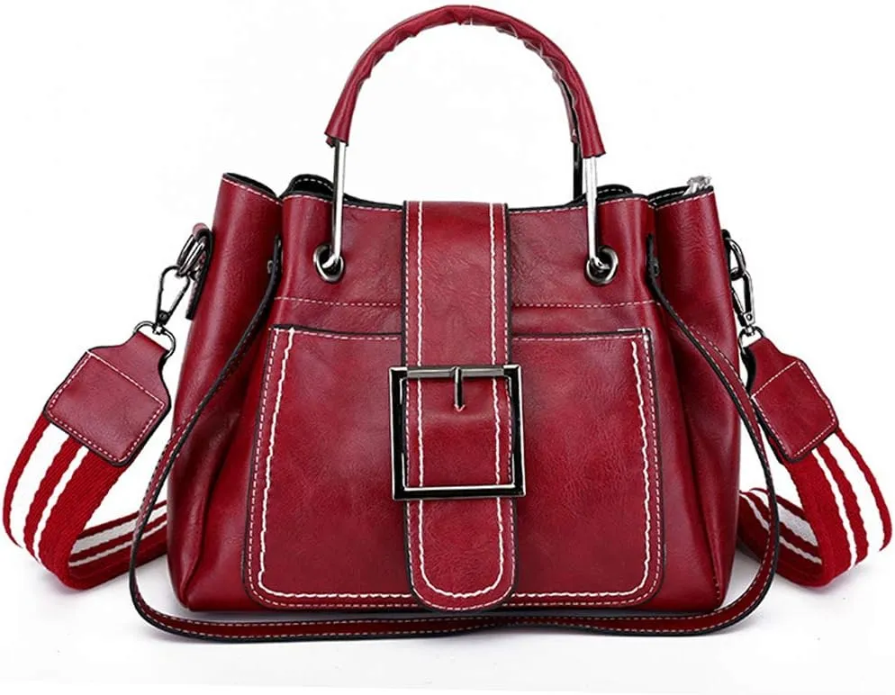 Women Fashion Handbags PU Leather Tote Shoulder Bag Top Handle Satchel Purse