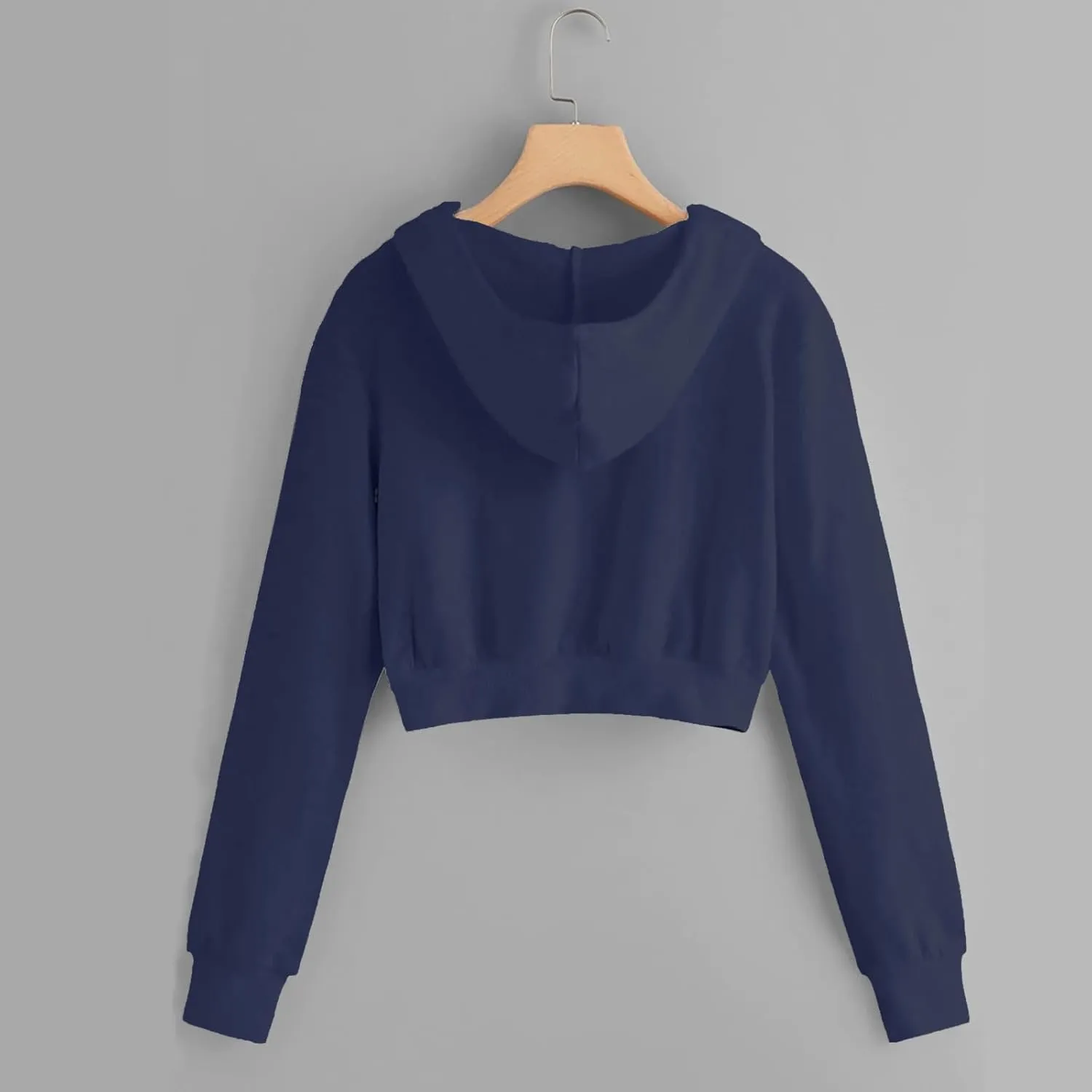 Women Full Zip Up Cropped Hoodies Cute Long Sleeve Sweatshirt Casual Pullover Tops Y2K Trendy Fashion Clothes 2024