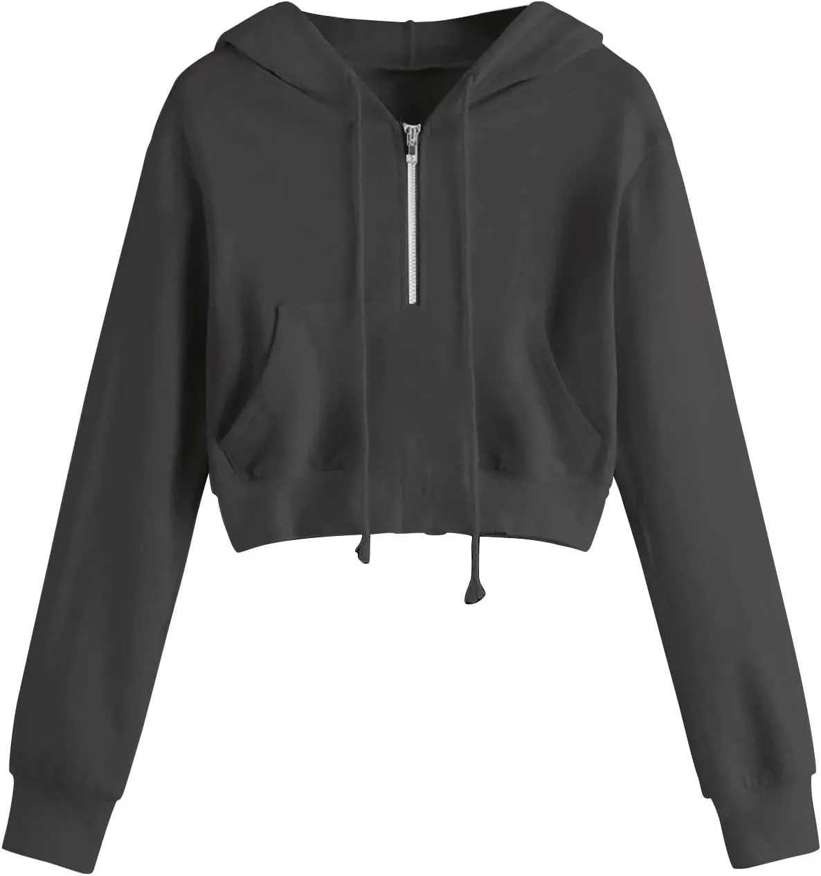 Women Full Zip Up Cropped Hoodies Cute Long Sleeve Sweatshirt Casual Pullover Tops Y2K Trendy Fashion Clothes 2024