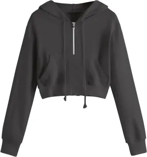 Women Full Zip Up Cropped Hoodies Cute Long Sleeve Sweatshirt Casual Pullover Tops Y2K Trendy Fashion Clothes 2024