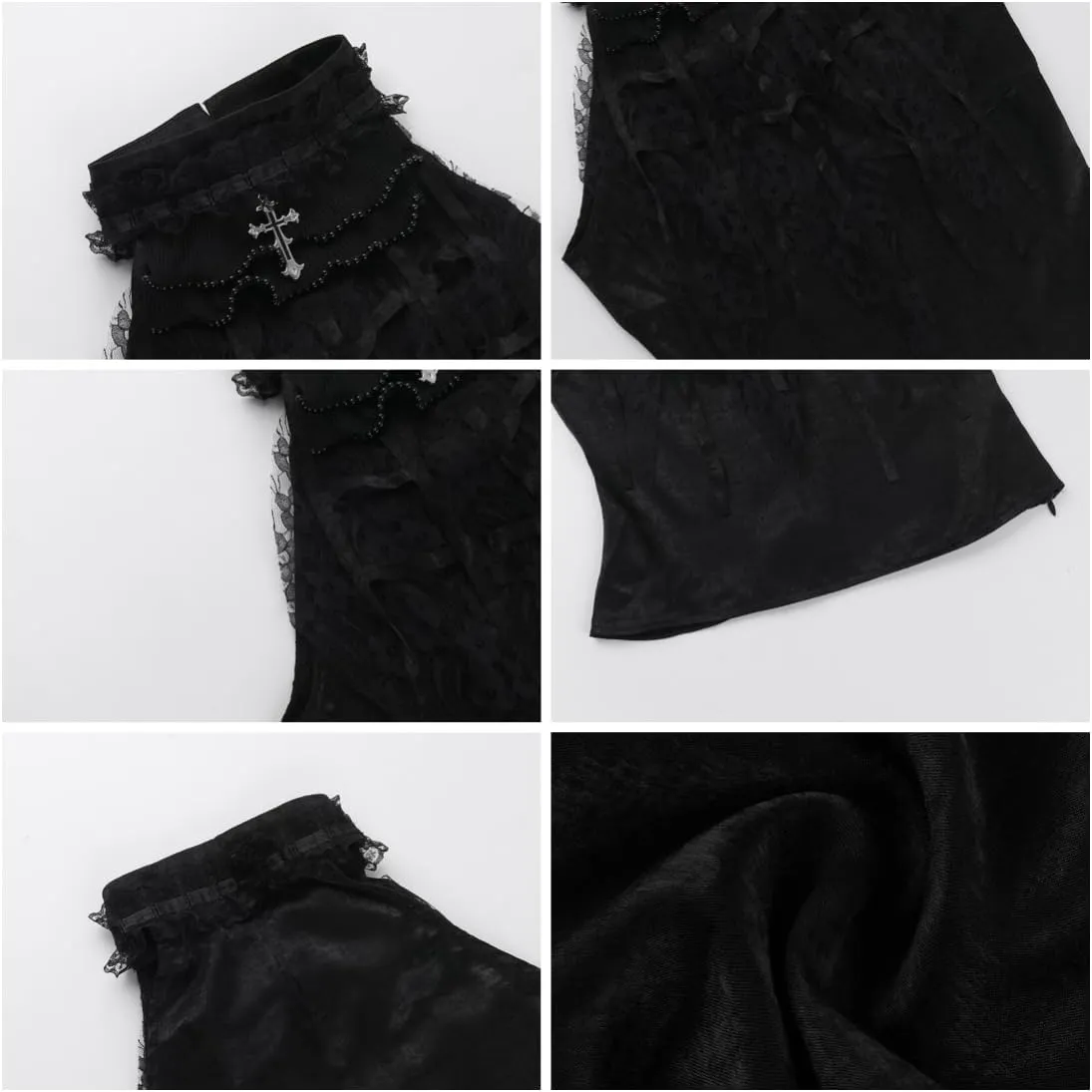 Women Gothic Crop Tank Top Sleeveless Camisole Tops Y2K Grunge Blouse Cami Shirt