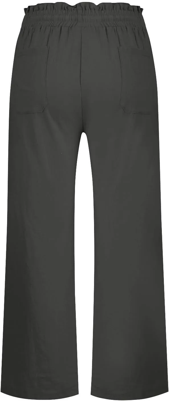 Women Linen Pants Pants Drawstring Striped with Pockets- Trousers Lounge Gauze Sweat Wide Leg for Women Trendy