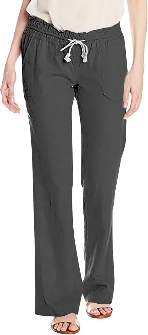 Women Linen Pants Pants Drawstring Striped with Pockets- Trousers Lounge Gauze Sweat Wide Leg for Women Trendy