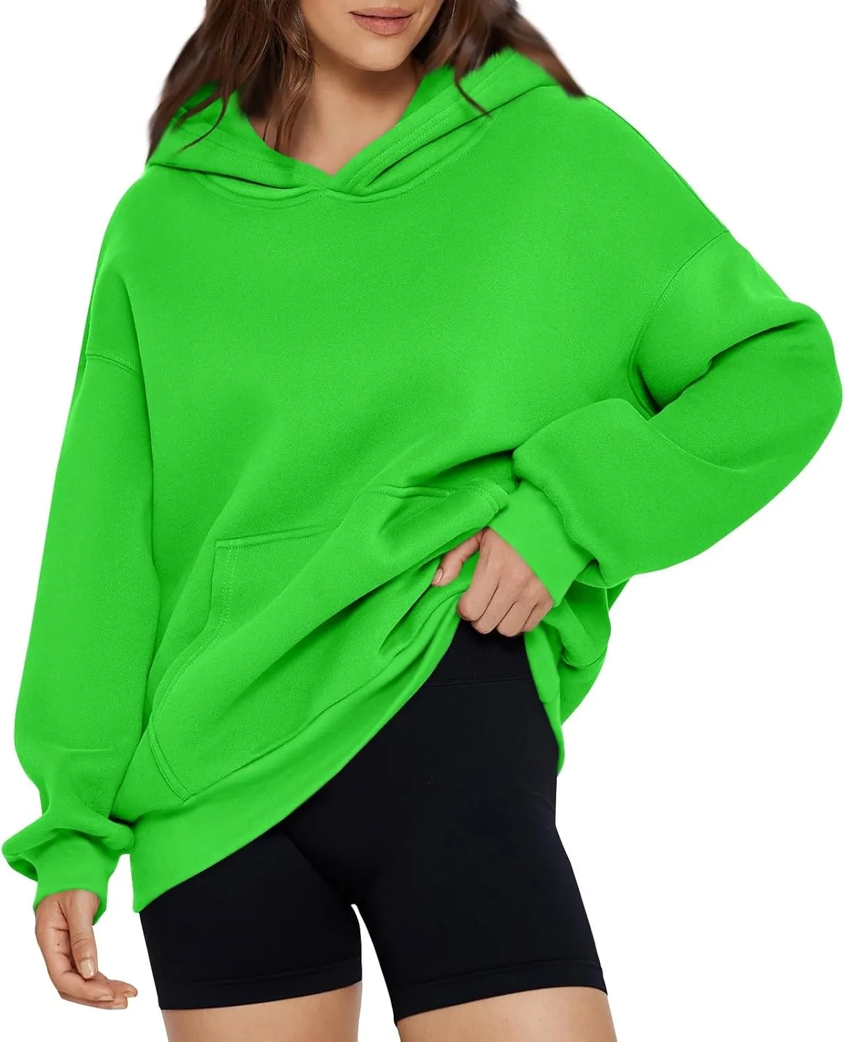 Women Oversized Hoodie Fleece Y2K Hoodie with Kangaroo Pockets Casual Fall Sweatshirts Long Sleeve Preppy Sweatshirt
