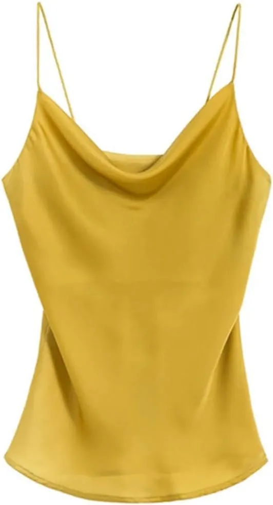 Women Silk Tank Top Summer Sleeveless Loose Casual Shirt Spaghetti Strap Beach Camisole
