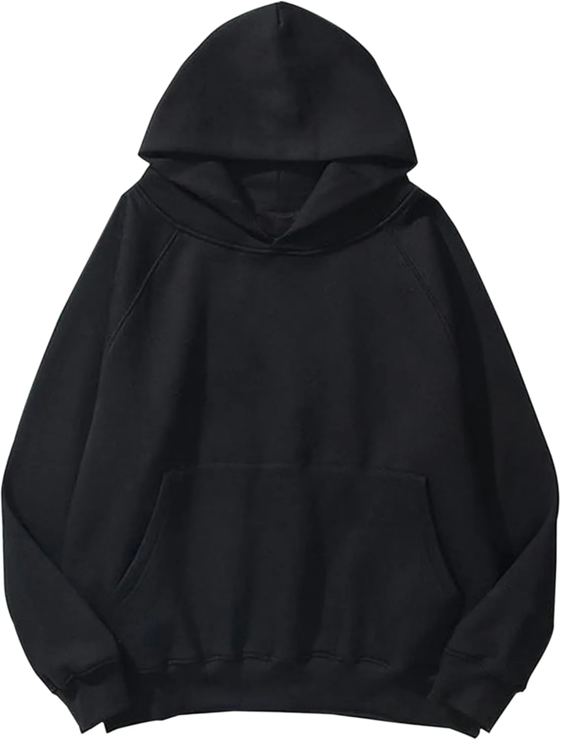 Women Solid Basic Loose Fleece Hoodies Sweatshirt Oversized Long Sleeve Drop Shoulder Kangaroo Pockets Pullovers Top