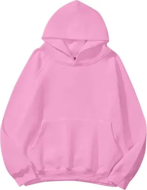 Women Solid Basic Loose Fleece Hoodies Sweatshirt Oversized Long Sleeve Drop Shoulder Kangaroo Pockets Pullovers Top