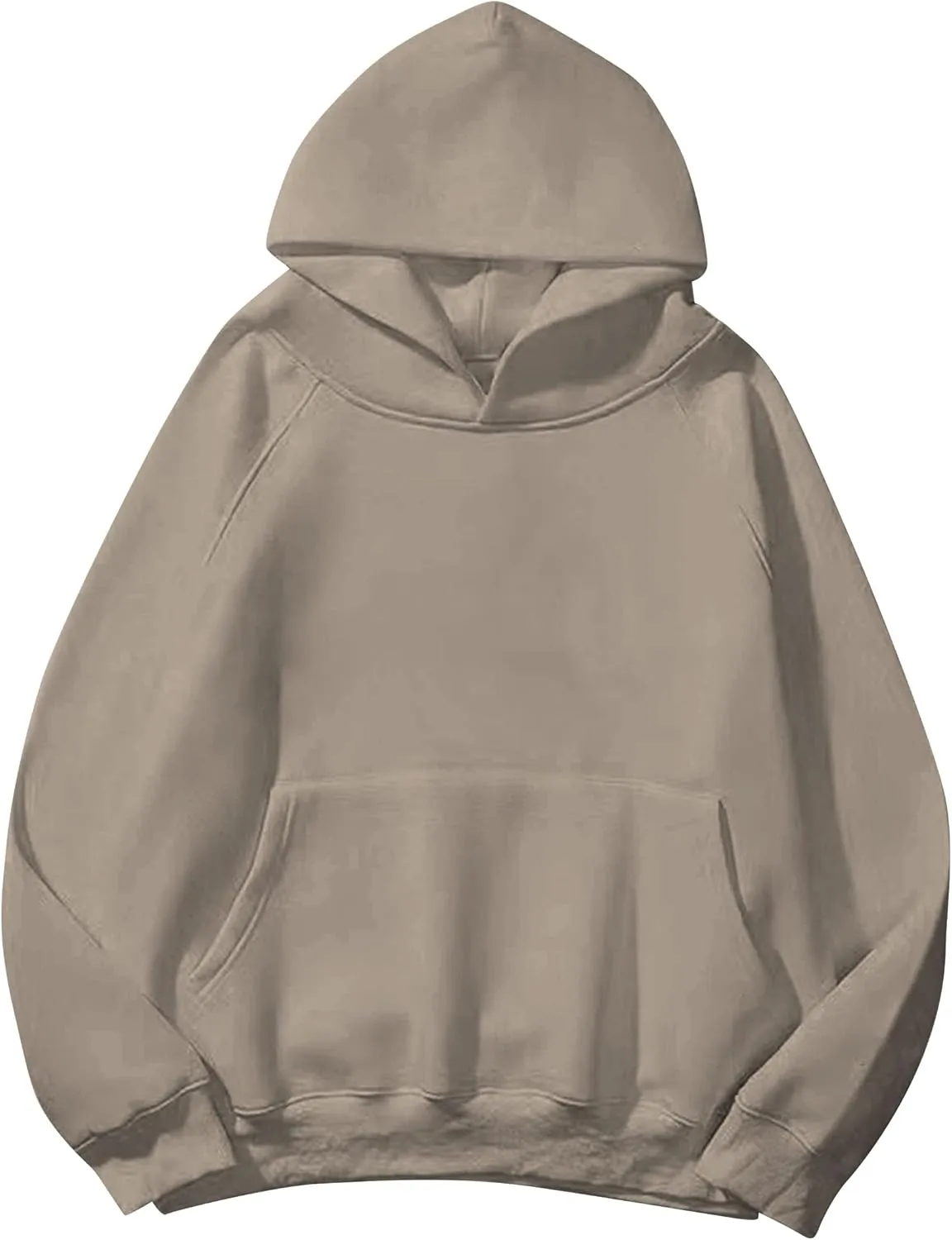 Women Solid Basic Loose Fleece Hoodies Sweatshirt Oversized Long Sleeve Drop Shoulder Kangaroo Pockets Pullovers Top