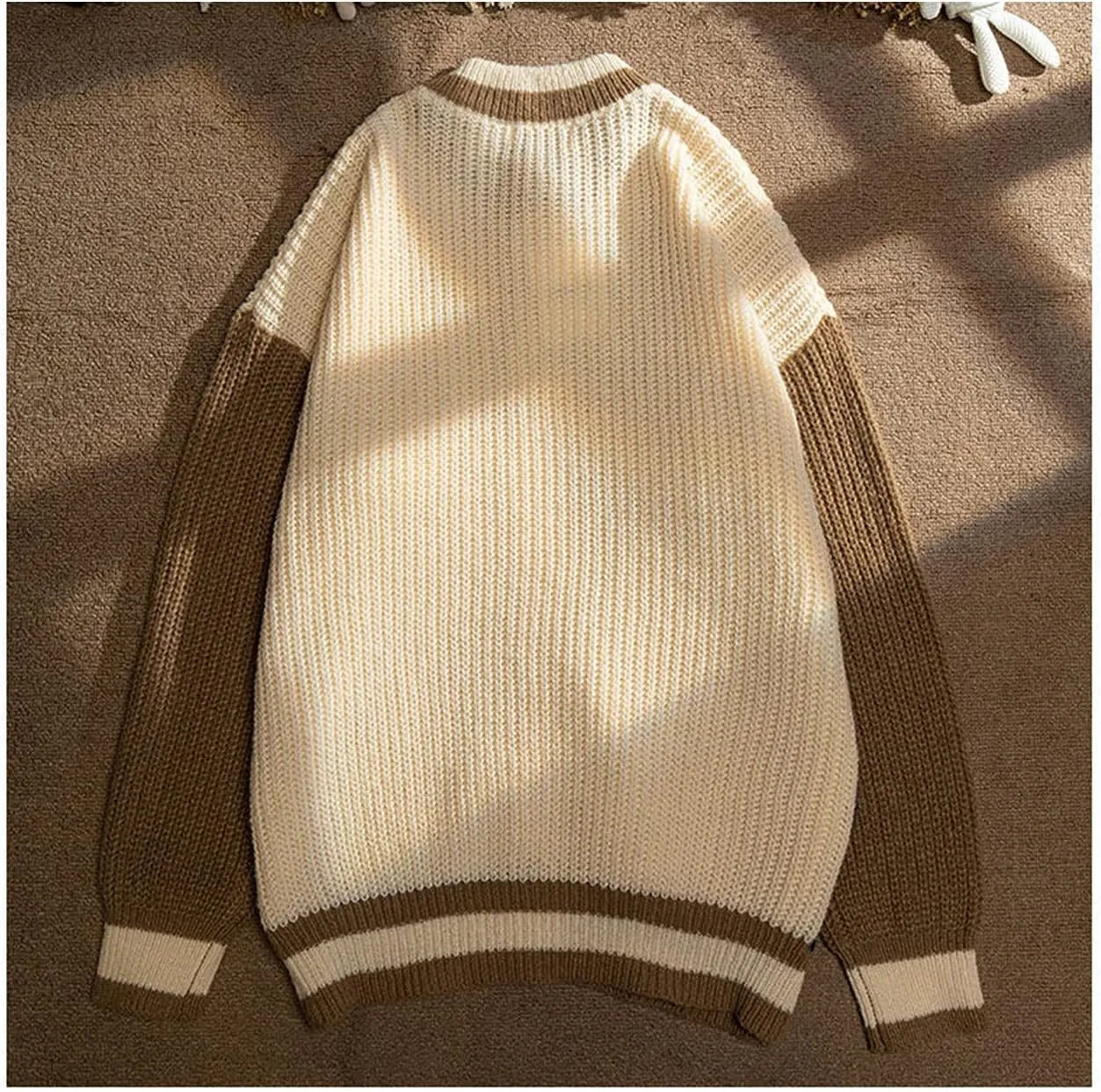 Women Varsity Sweater Button Up Knitted Cardigan Cute Bear Graphic Embroidery Jacket Top