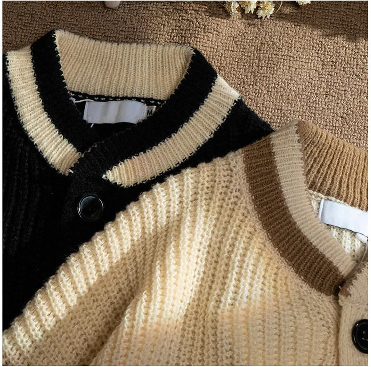 Women Varsity Sweater Button Up Knitted Cardigan Cute Bear Graphic Embroidery Jacket Top