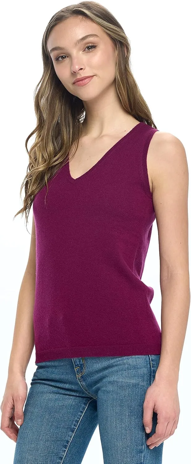 Women's 100% Cashmere Soft Full Length Vest Pajama Tank Top