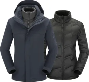Women's 3-in-1 Waterproof Winter Jacket With Removable Inner Liner and Hooded Warm Jacket For Women