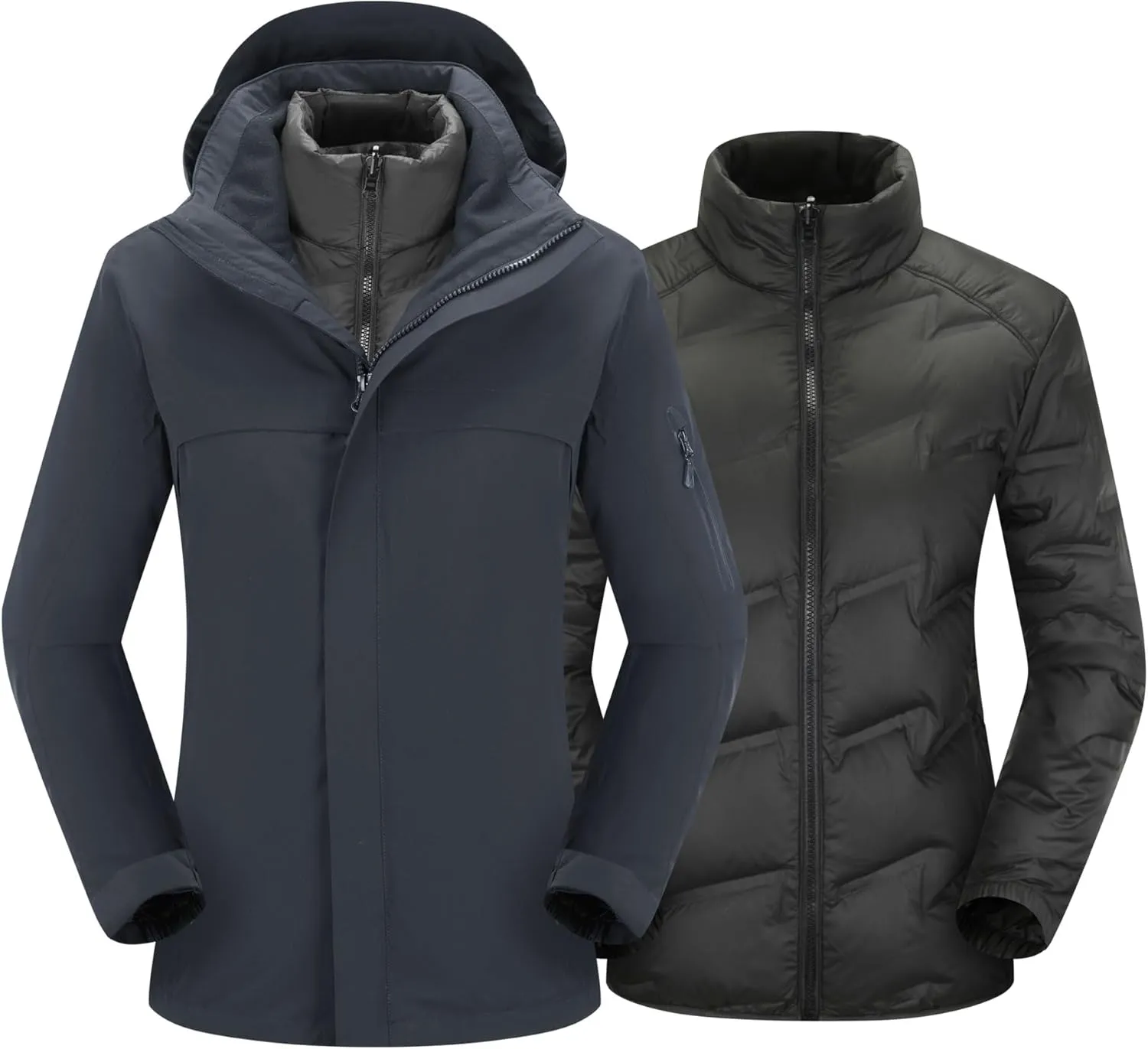Women's 3-in-1 Waterproof Winter Jacket With Removable Inner Liner and Hooded Warm Jacket For Women