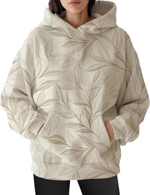 Womens Camo Hoodies Oversized Maple Leaf Print Long Sleeve Hooded Sweatshirt Casual Fleece Pullover Tops with Pockets