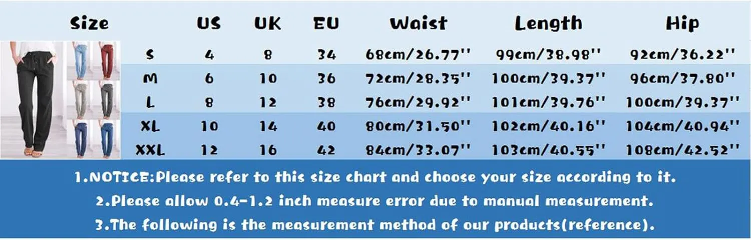 Women's Casual Cotton Linen Pants Summer Relax Fit Elastic Waist Straight Leg Comfy Solid Color Lounge Long Trouser
