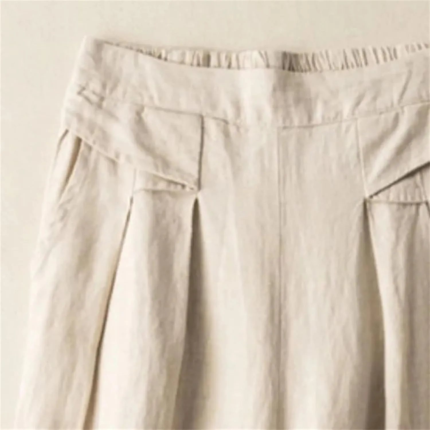Women's Casual Wide Leg Pants  Summer Solid Color Loose Fit Cotton Linen Trousers Beach Travel Vacation Wear