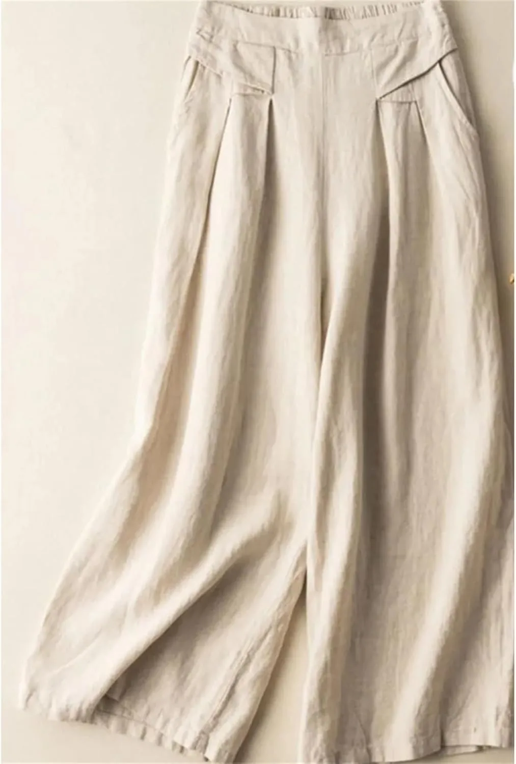 Women's Casual Wide Leg Pants  Summer Solid Color Loose Fit Cotton Linen Trousers Beach Travel Vacation Wear