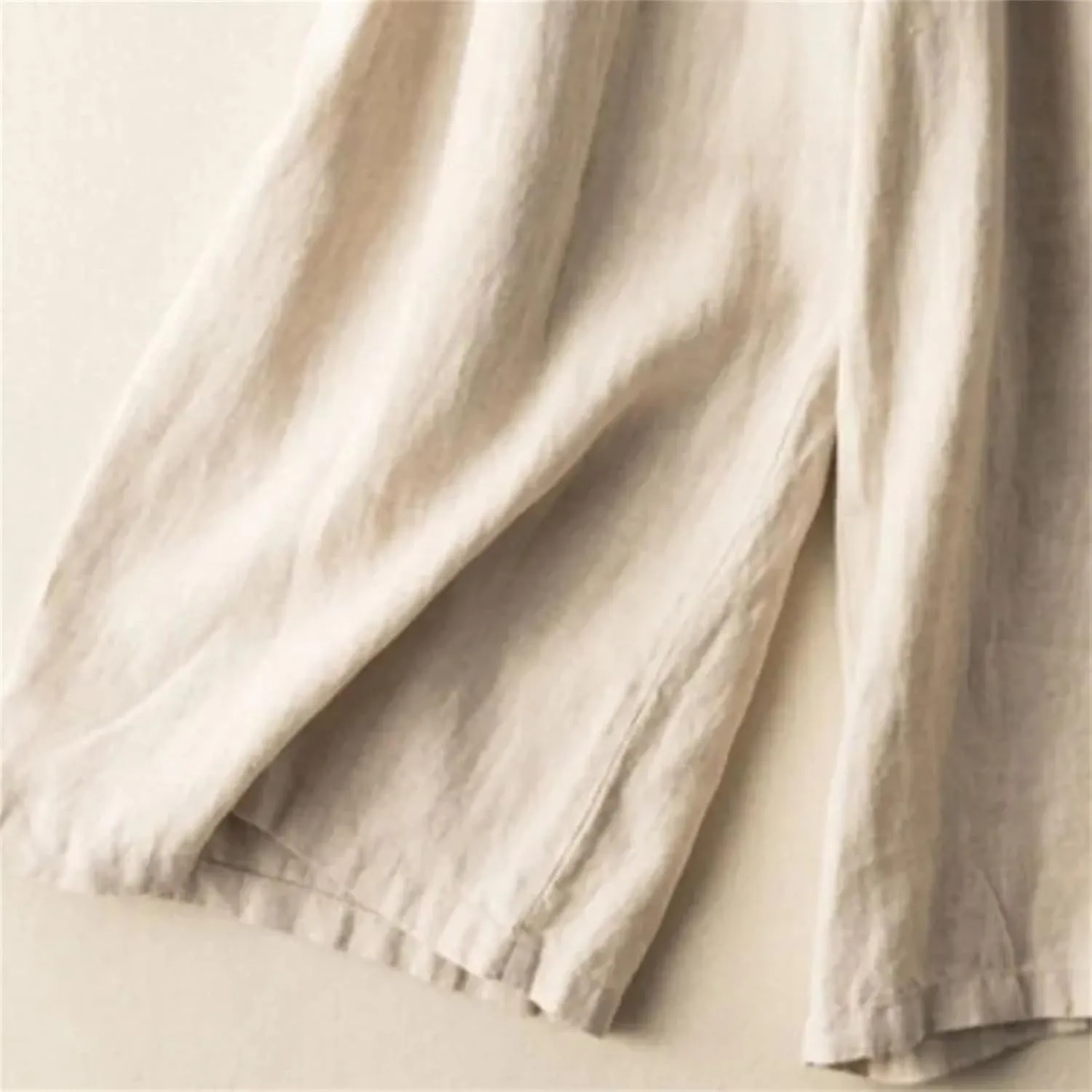 Women's Casual Wide Leg Pants  Summer Solid Color Loose Fit Cotton Linen Trousers Beach Travel Vacation Wear