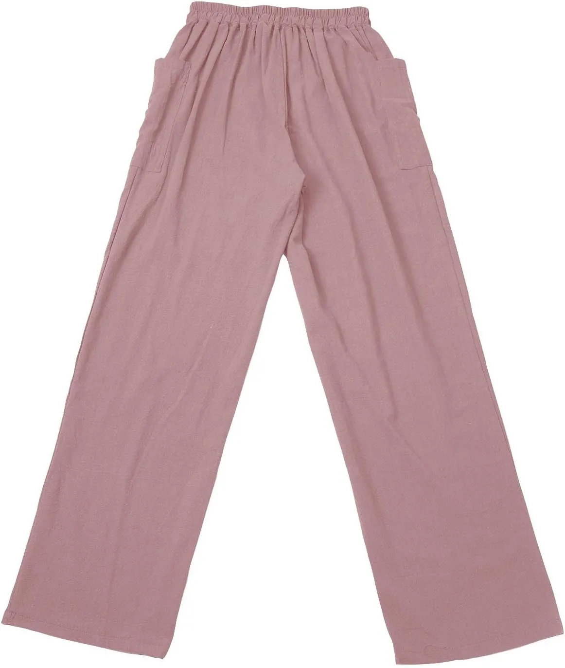 Womens Casual Work Pants with Pockets Elastic High Waist Paper Bag Trousers with Breasted Cotton Loose Wide Leg Walking Pants