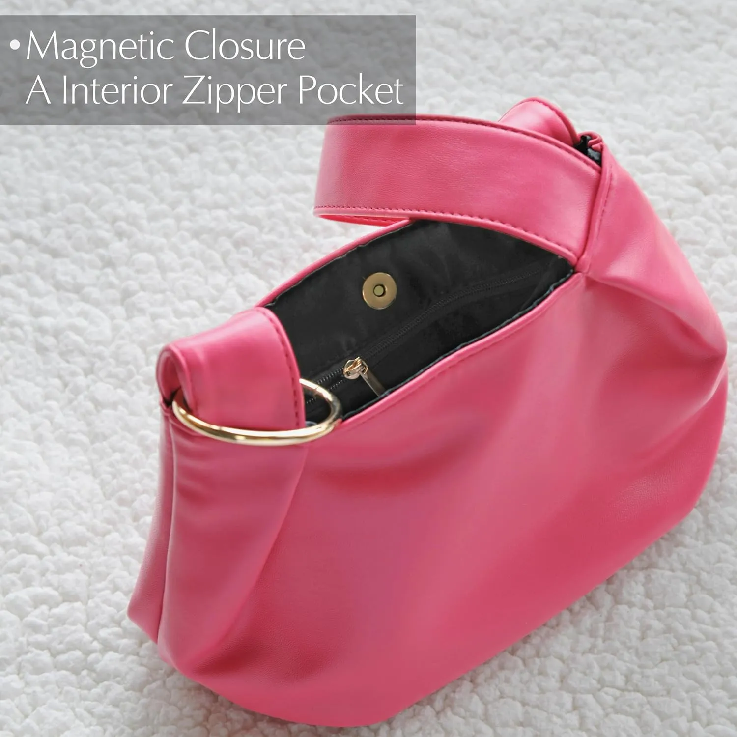 Women's Clutch Soft Vegan Leather Hobo Top Handle Bag Small Tote Purse