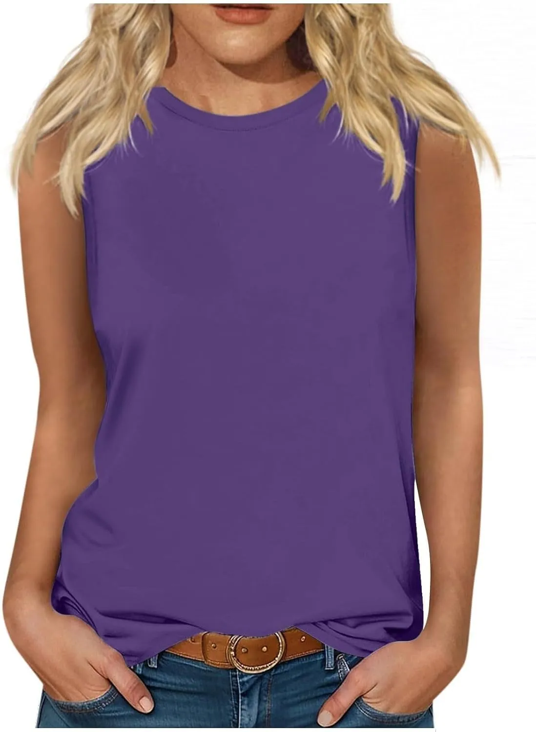 Womens Cute Tank Tops Trendy Sleeveless Oversized Tee Scoop Neck Soft Loose Casual 2025 Summer Flowy Shirts