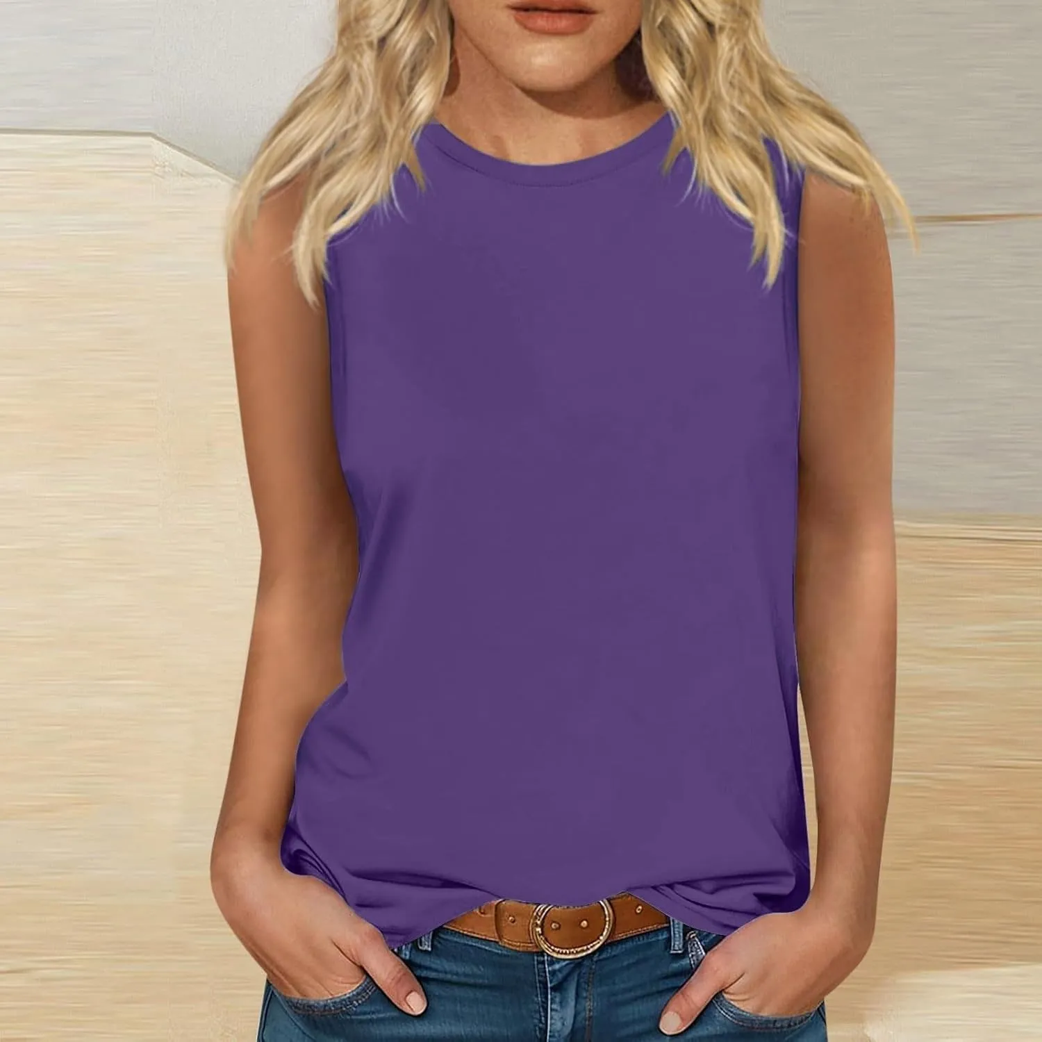 Womens Cute Tank Tops Trendy Sleeveless Oversized Tee Scoop Neck Soft Loose Casual 2025 Summer Flowy Shirts