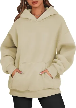 Womens Fleece Oversized Hoodie Baggy Cotton Soft Pullover Sweatshirts Drop Shoulder Fall Winter Hooded Coats w/Pocket