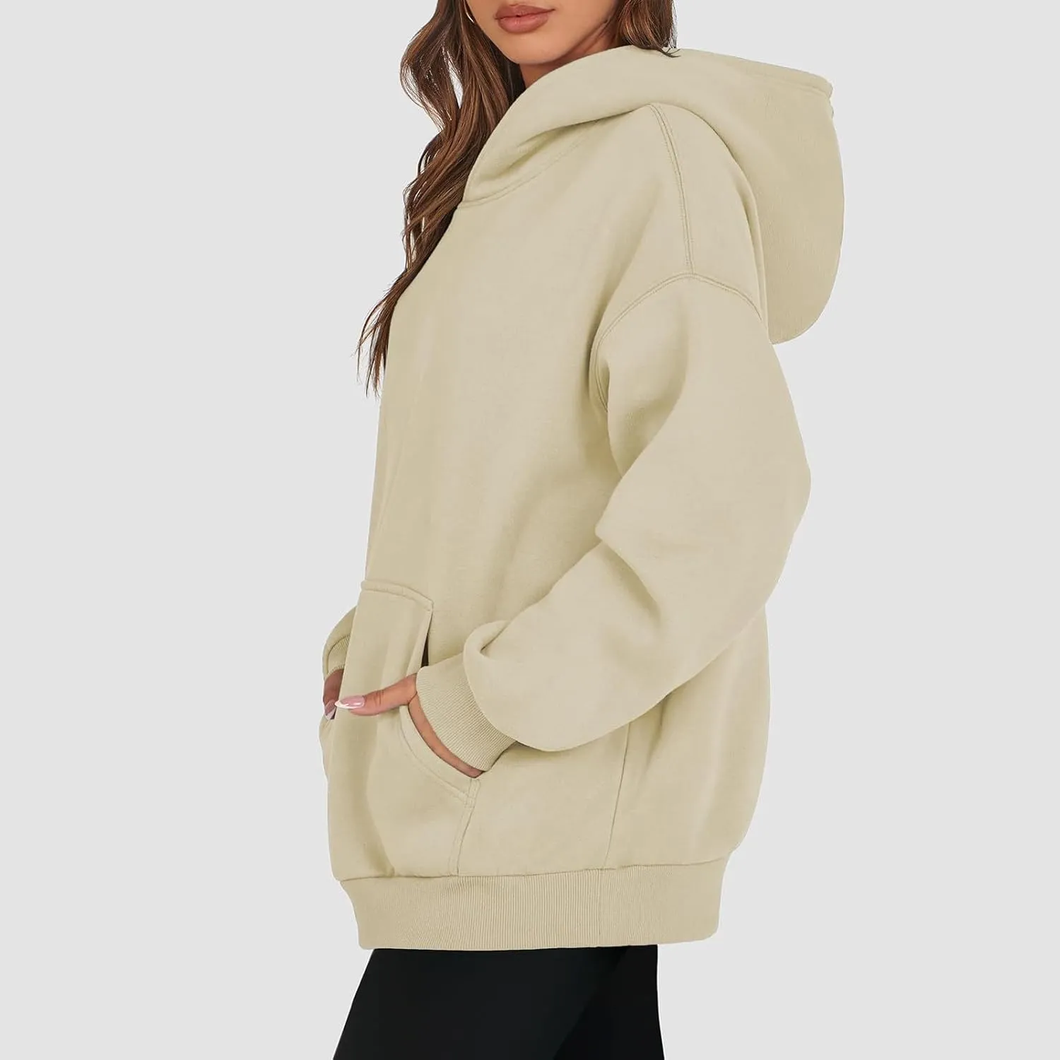 Womens Fleece Oversized Hoodie Baggy Cotton Soft Pullover Sweatshirts Drop Shoulder Fall Winter Hooded Coats w/Pocket