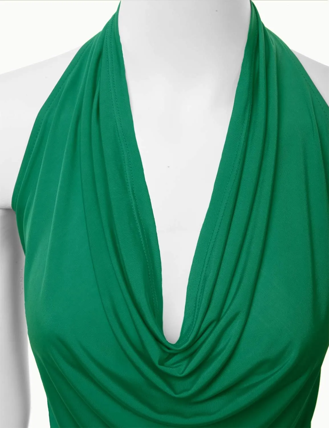 Women's Halter Neck Front Draped Backless Tank Top Made in USA (S-3XL)