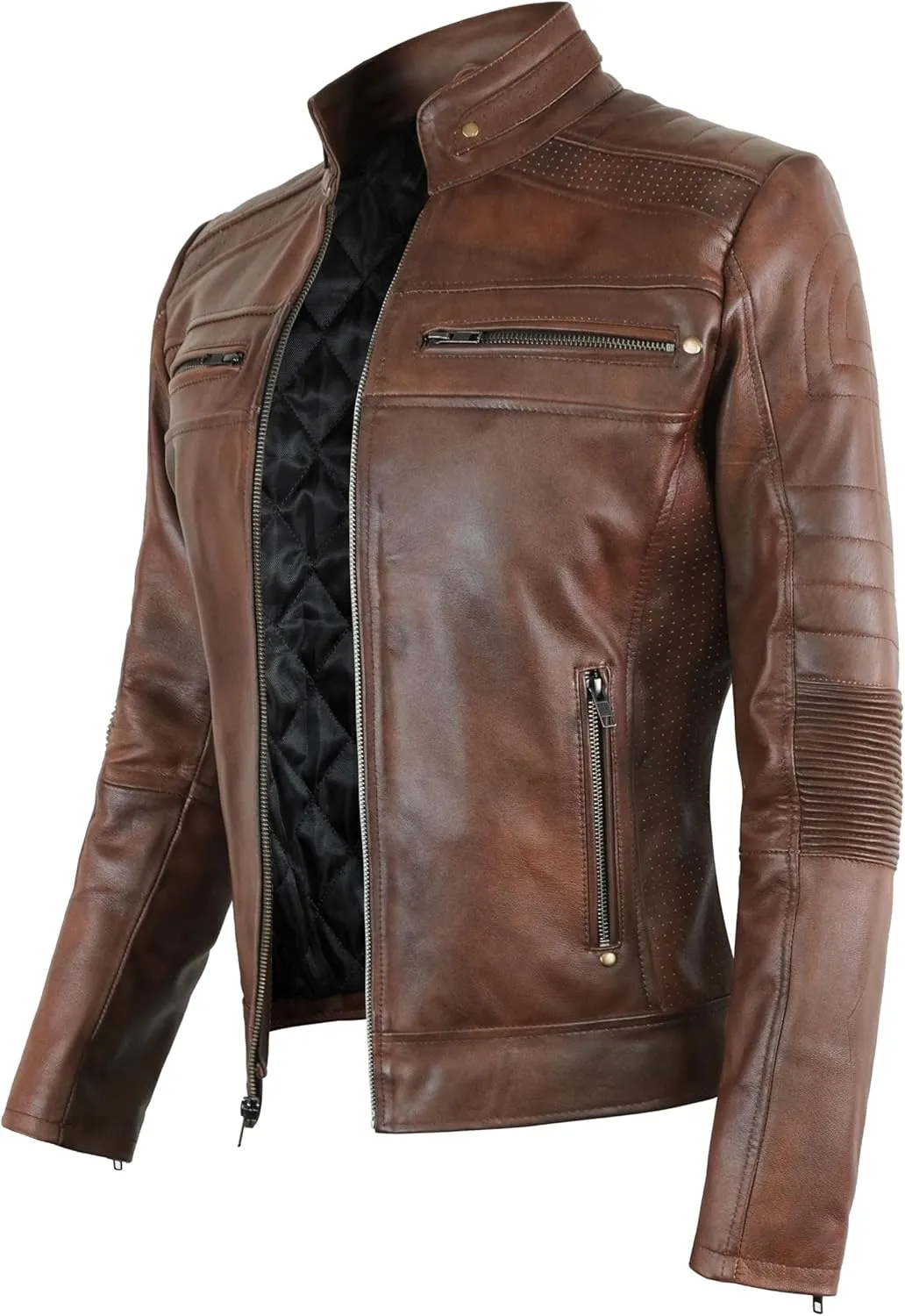 Womens Lambskin Leather Jacket Motorcycle Vintage Moto Biker Riding Slim Fit Pure Real Leather Cafe Racer Jackets