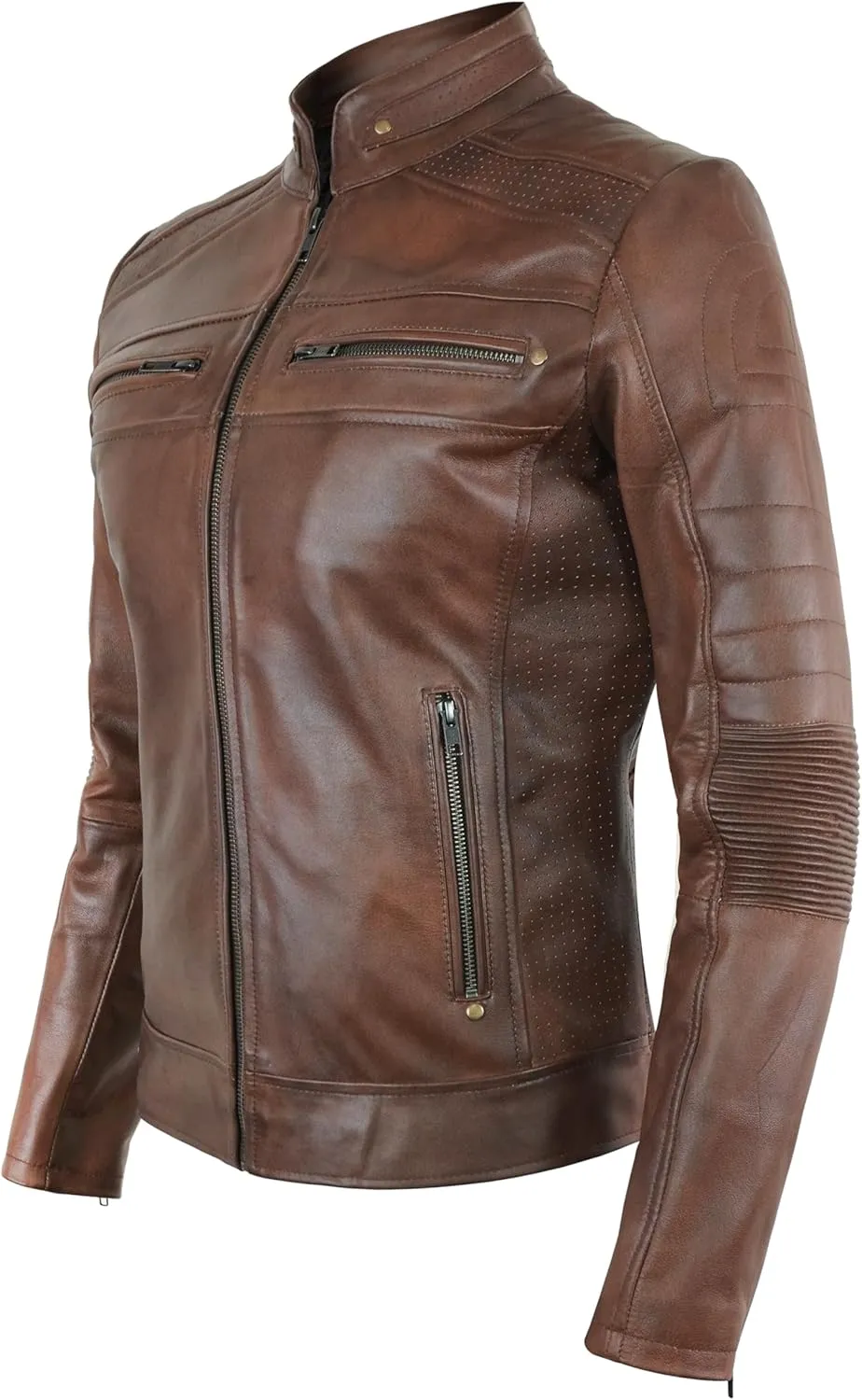 Womens Lambskin Leather Jacket Motorcycle Vintage Moto Biker Riding Slim Fit Pure Real Leather Cafe Racer Jackets