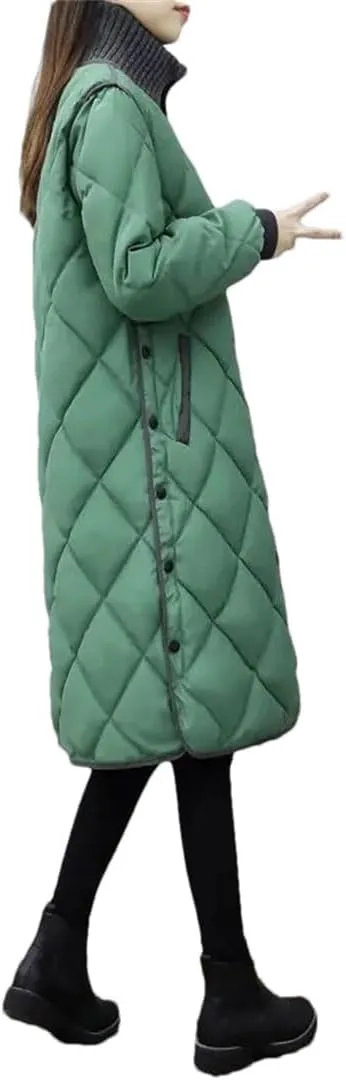 Women's Loose-Fit Down Cotton Coat Medium-Length Padded Jacket Lightweight Warm
