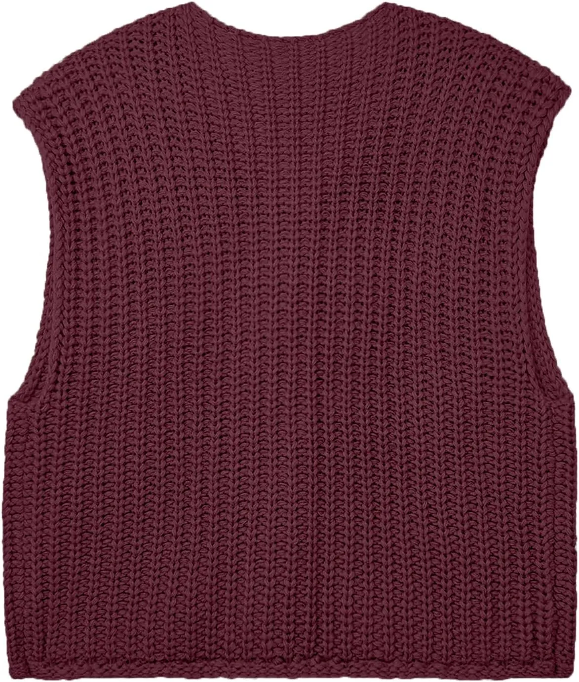 Women's Oversized Cute Cap Sleeve Sweater Vest Fall 2024 Lightweight Crochet Waffle Chunky Knit Button Cardigan Top