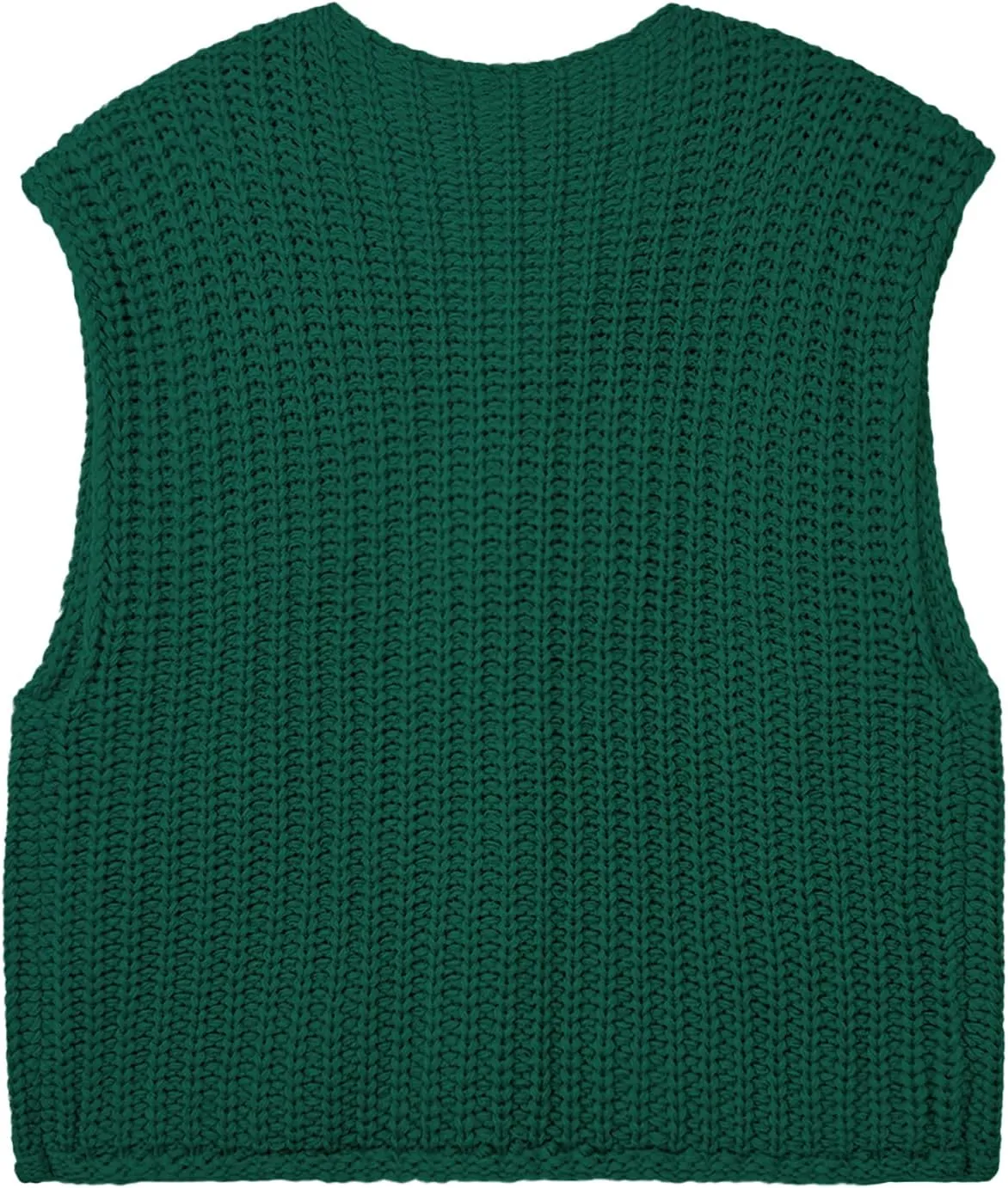 Women's Oversized Cute Cap Sleeve Sweater Vest Fall 2024 Lightweight Crochet Waffle Chunky Knit Button Cardigan Top