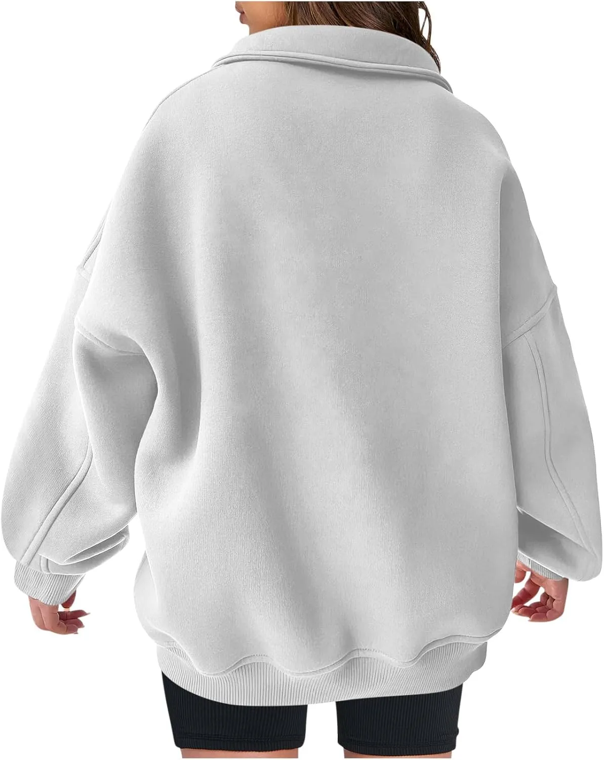 Women's Oversized Quarter Half Zip Hoodies Sweatshirt,Casual V Neck Long Sleeve Pullover Tunic Comfy Basic Tops