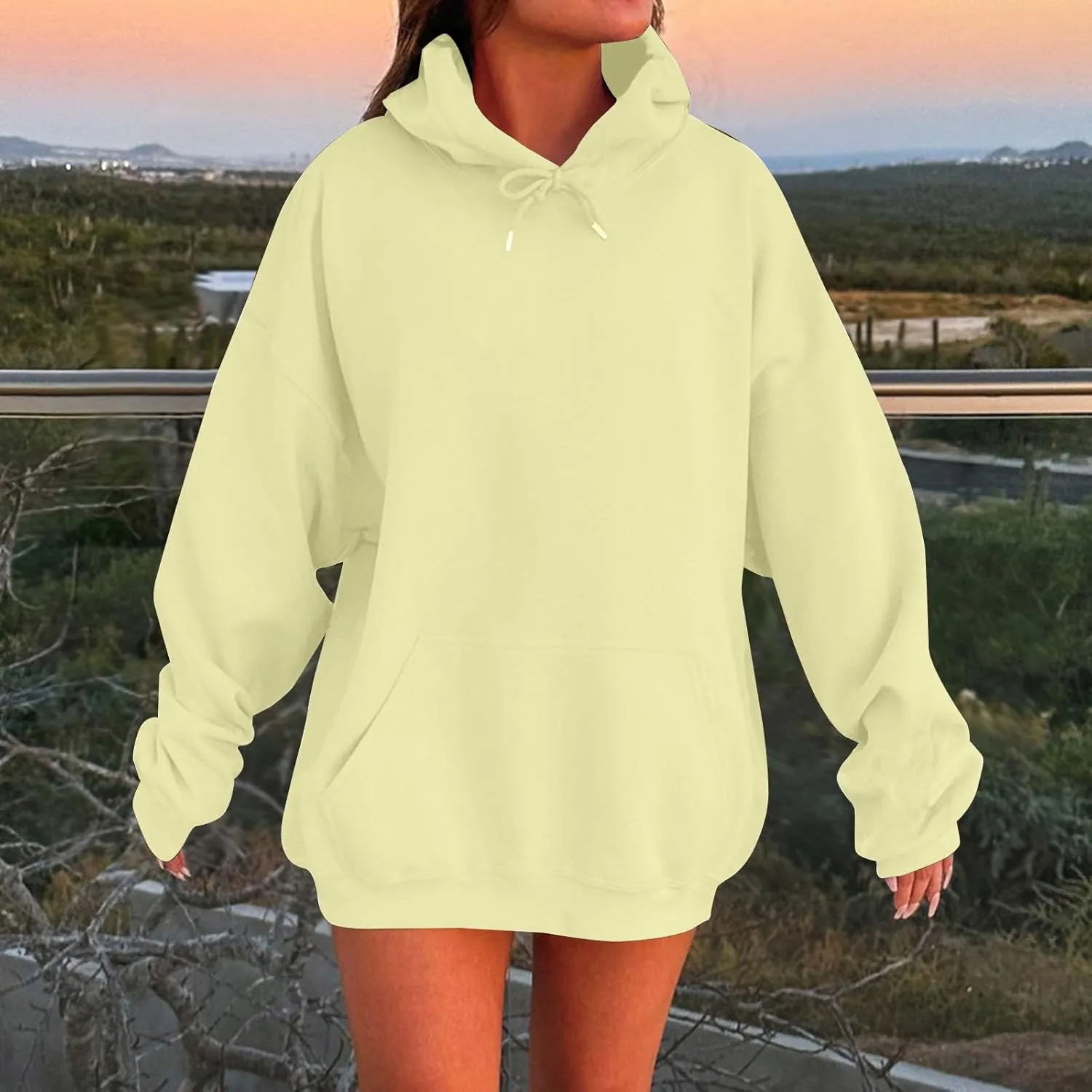 Womens Oversized Sweatshirts Fleece Hoodies Long Sleeve Shirts Pullover Drop Shoulder Outfits 2024 With Pocket
