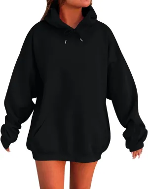 Womens Oversized Sweatshirts Plus Size Long Fleece Lined Hoodie Long Sleeve Drop Shoulder Pullover Trendy Y2K Hoodie