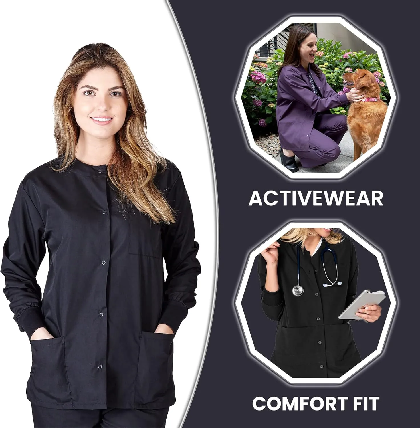 Women's Scrub Jacket Warm Up Medical Scrub Jackets for Women