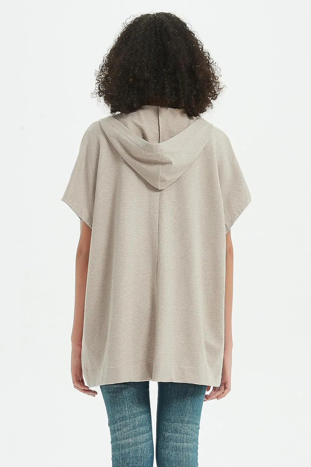 Womens Short Sleeve Cardigan Lightweight Summer Casual Open Front Hoodie Top with Pockets