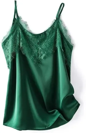 Women's Silk Camisole Lace Sling V-Neck Satin Vest Top