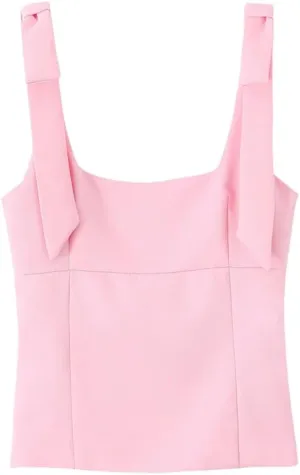 Women's Solid Color Casual Square Neck Bright Color Simple Sleeveless Camisole Top