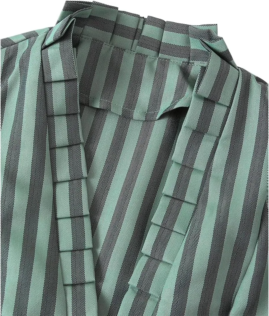 Women's Steampunk Long Striped Jacket Renaissance Victorian Gothic Blazer Jacket Coat
