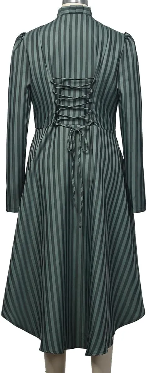 Women's Steampunk Long Striped Jacket Renaissance Victorian Gothic Blazer Jacket Coat