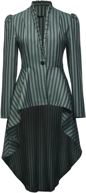 Women's Steampunk Long Striped Jacket Renaissance Victorian Gothic Blazer Jacket Coat