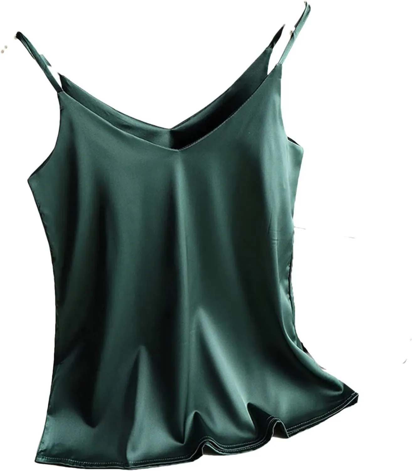 Women's Summer Camisole Spaghetti Strap Top V Neck Cami Satin Silk Tank Tops