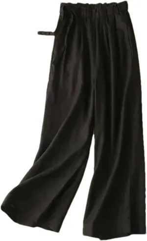 Women's Summer Cotton Linen Pants  Straight Trousers Vintage Casual Ankle-Length Drawstring Elastic Waist